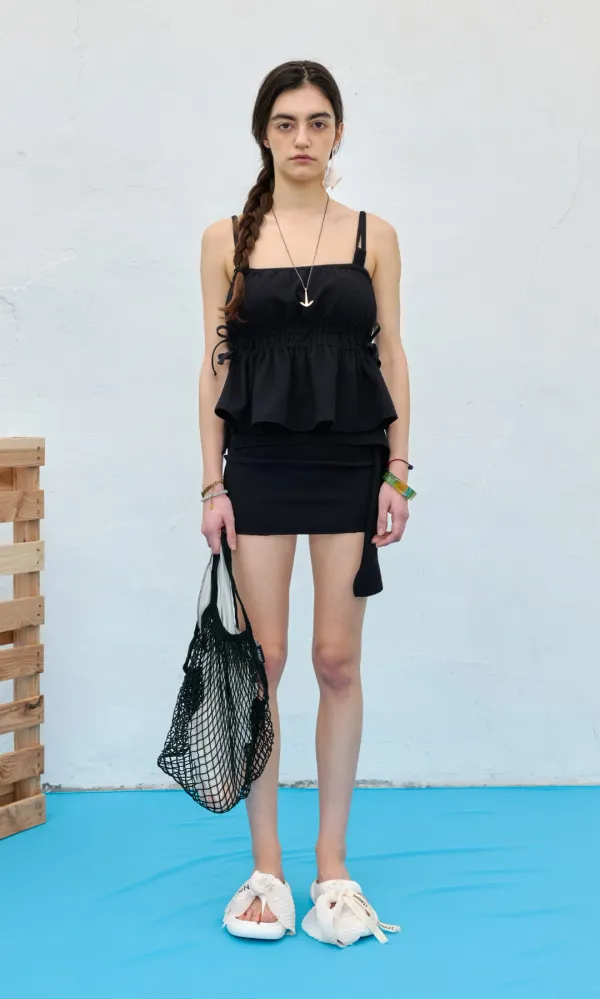 Orchid Shirring Bikini Top_Black Onyx