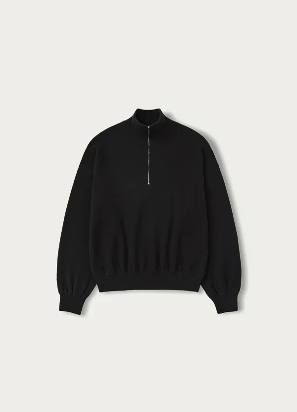 Soft collar half zip-up (Black)
