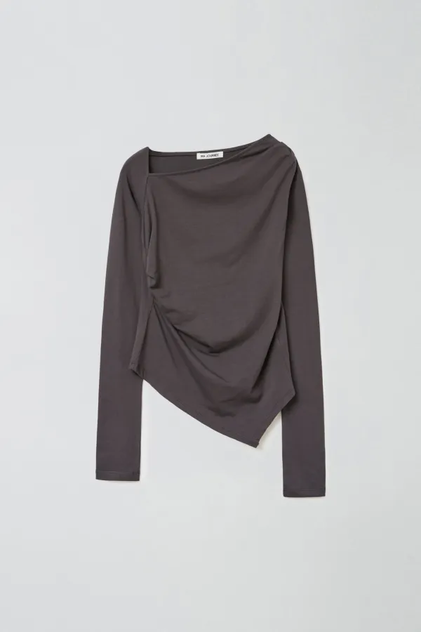 [1차 리오더] ASYMMETRIC SHIRRING TOP_CHARCOAL