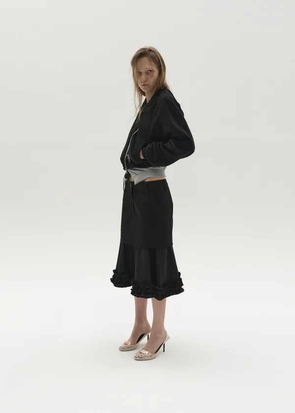 TAILORED LAYERED RUFFLE SKIRT (BLACK)