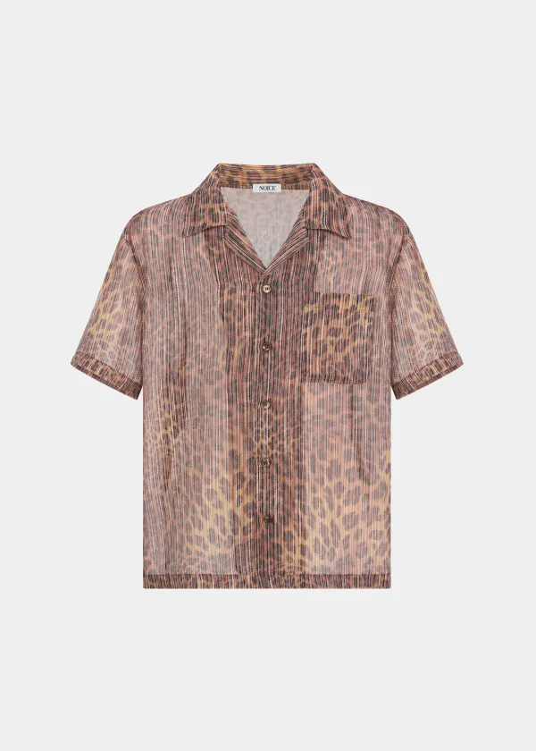 ITALIAN LEOPARD HALF SHIRT - BROWN