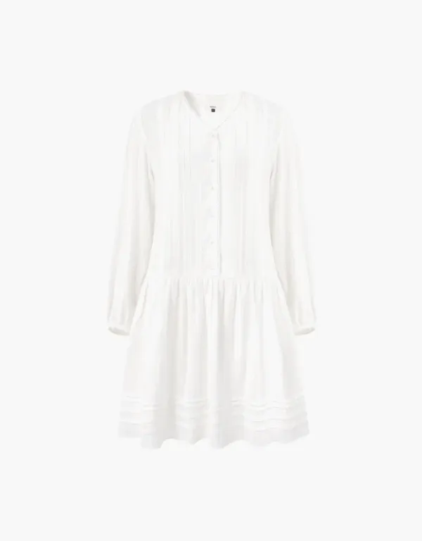 pintuck lace dress - white