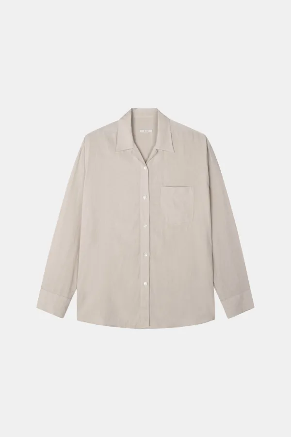 Linen Cabana Shirt Jacket in Greige