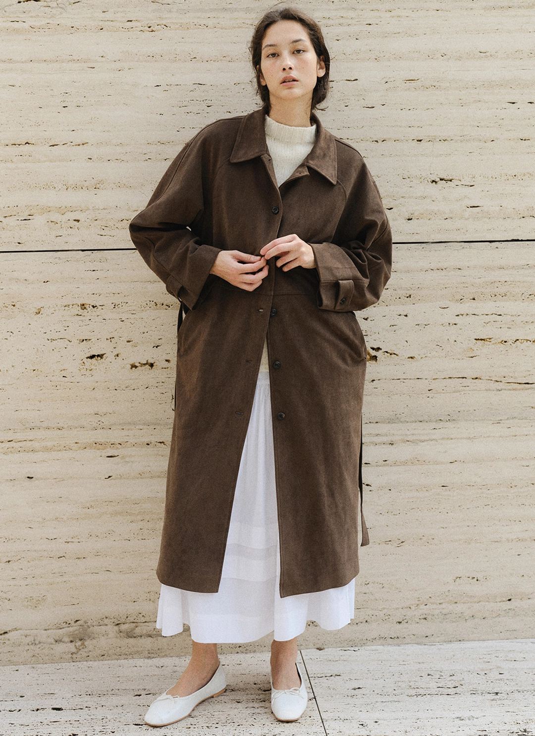 르닐 Courtney Suede Long Coat (Brown) 상품 이미지 2