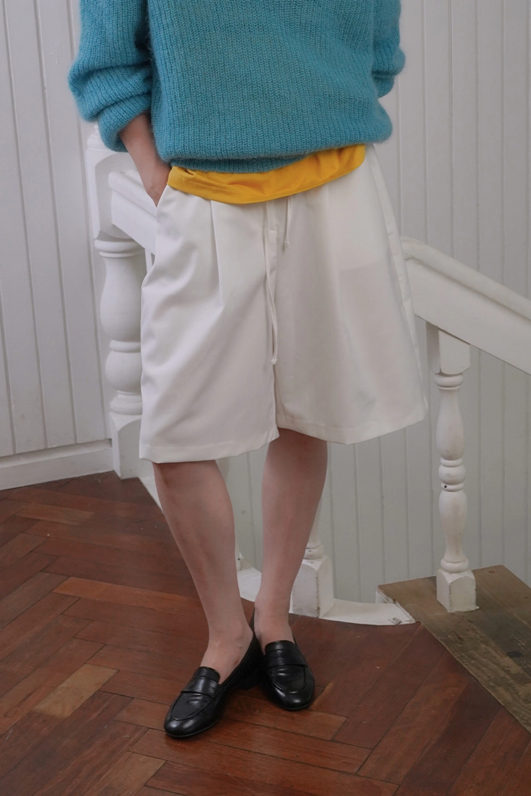 위드아웃썸머 Pintuck bermuda pants_ivory 상품 이미지 1