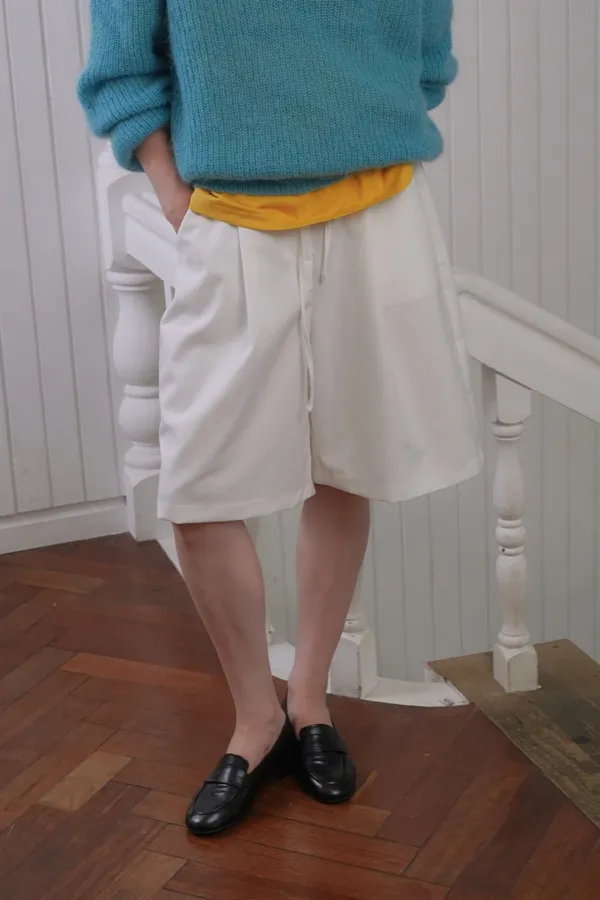 Pintuck bermuda pants_ivory