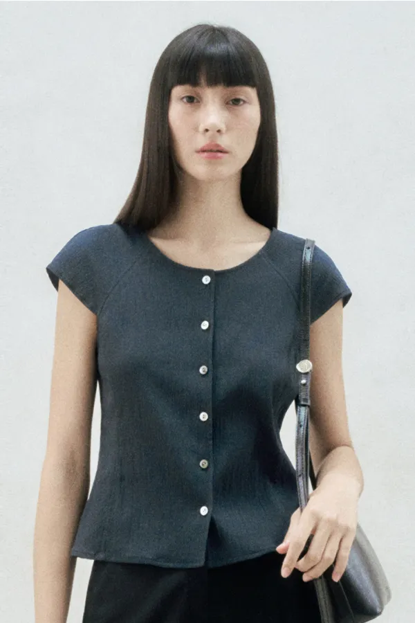 CAP SLEEVE BUTTONED BLOUSE