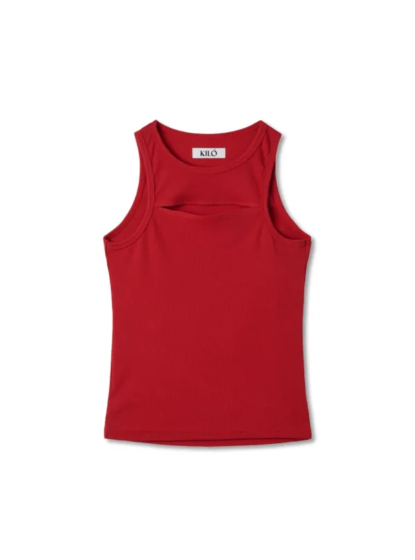 CUT-OUT SLEEVELESS TOP (RED)