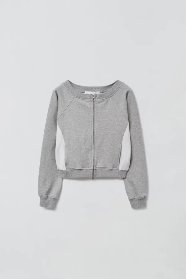 BOAT NECK ZIP-UP_MELANGE