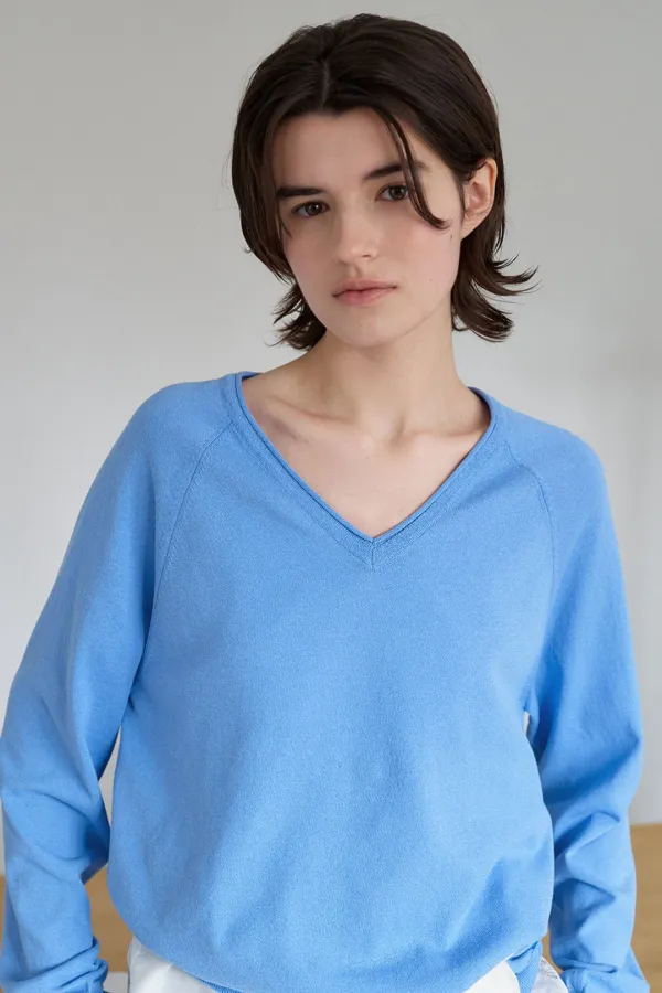 marsh classic v-neck knit_french blue