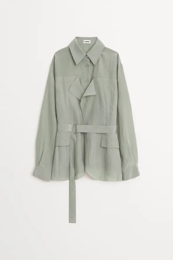 Champagne Cupro Layered Jacket khaki