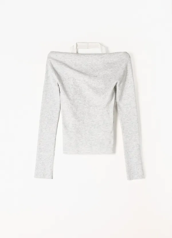 3RD Belle Layered Halter Knit Top(Melange Grey)