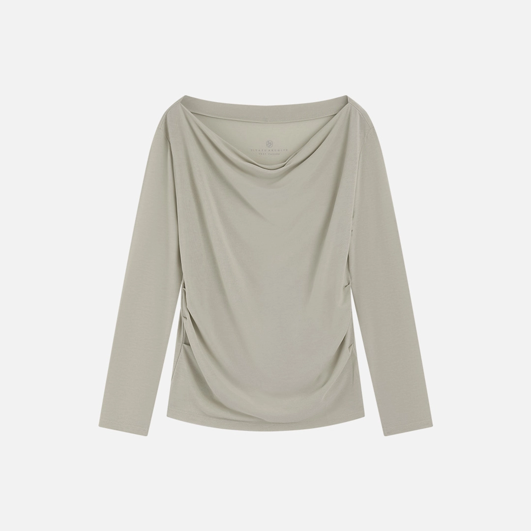 시야쥬 SITP5307 카울넥 긴팔 티셔츠_Olive gray 상품 이미지 2