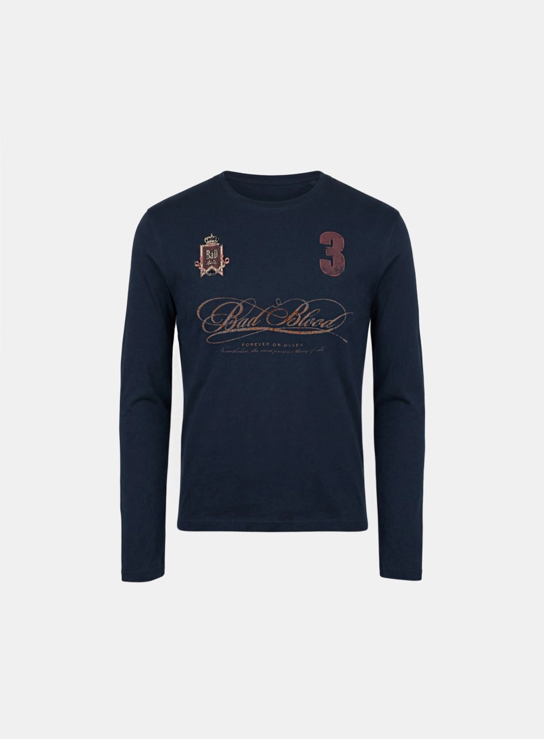 배드블러드 [w-tee26-023] Royal Classic Fitted Long Sleeve T-Shirt - Navy 상품 이미지 1