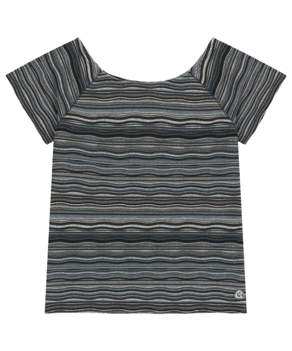 WAVE STRIPE KNIT T-SHIRT NAVY