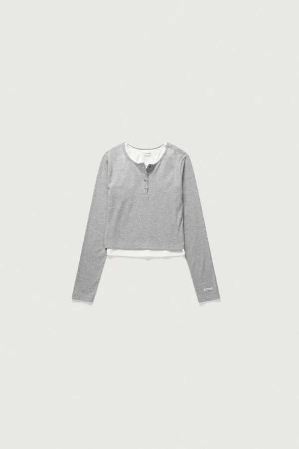 SOFT FIT LAYERED HENLEY T [MELANGE GRAY]