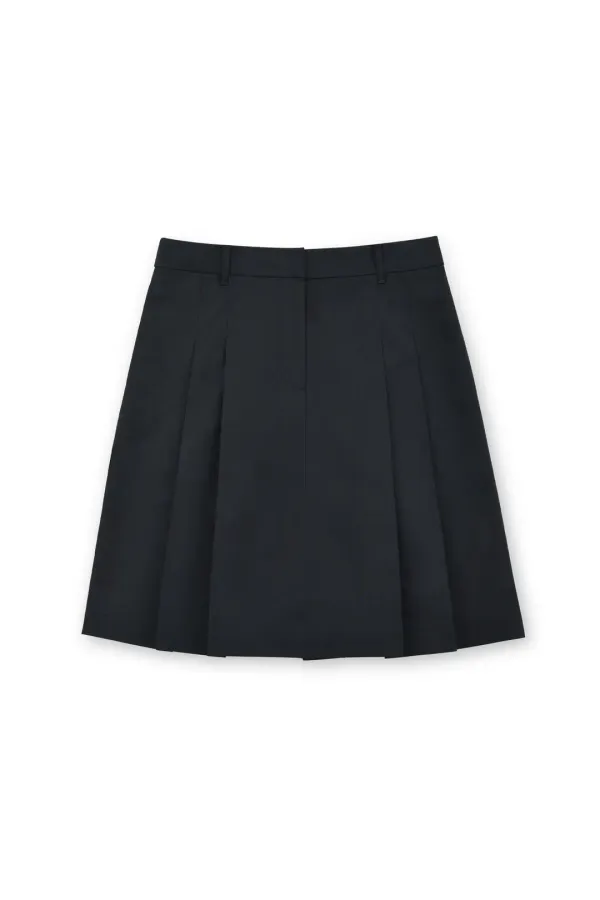 W Pleats Skirt, Black