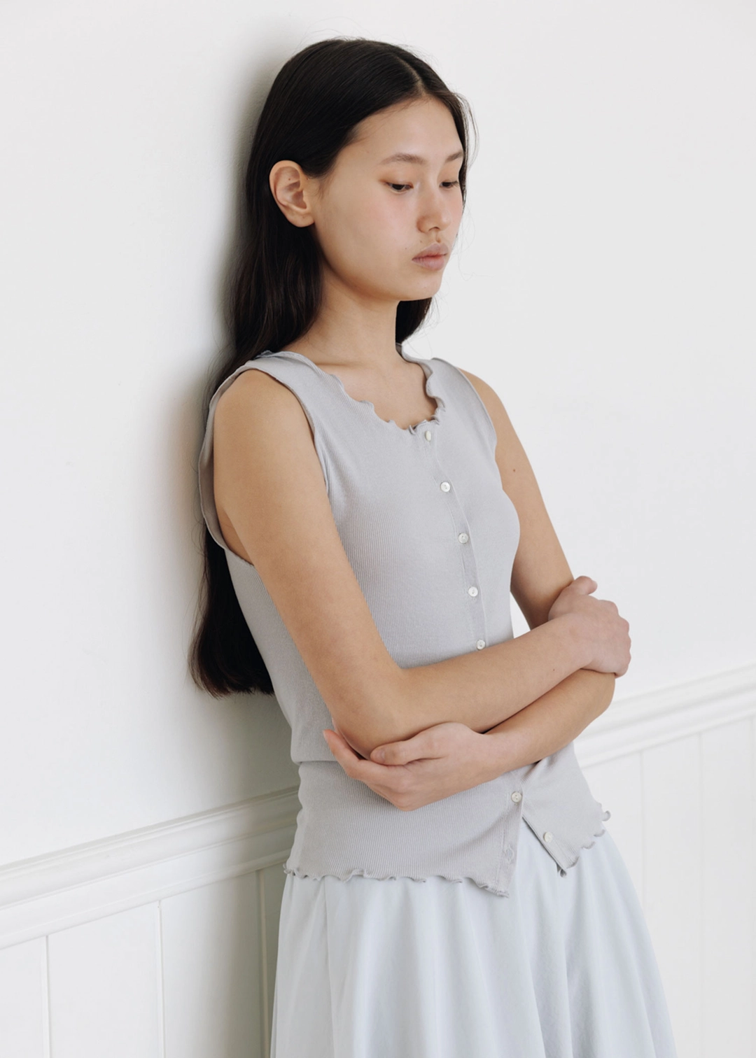 더라이 Ribbed Open Sleeveless(Grey) 상품 이미지 2