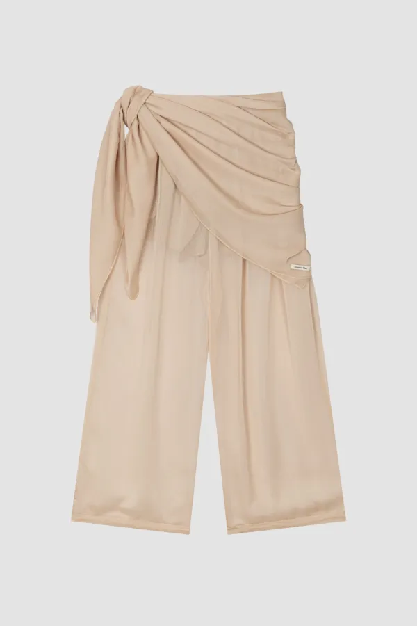 SHEER WRAP SCARF PANTS_NUDE BEIGE