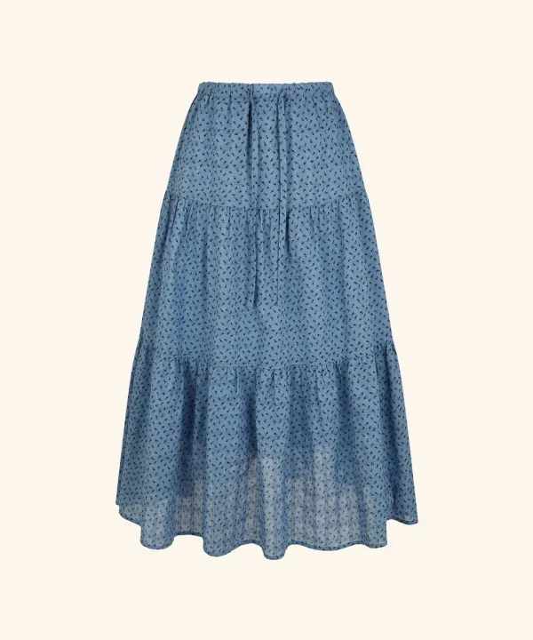 Mine Tiered Long Skirt (Blue)