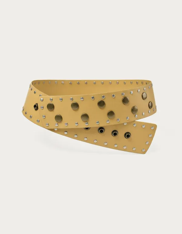 MULTI STUDDED BELT, YELLOW