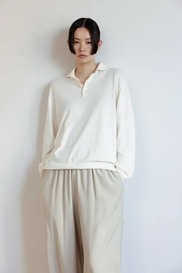 Cotton Loose Collar Knit (Ivory)