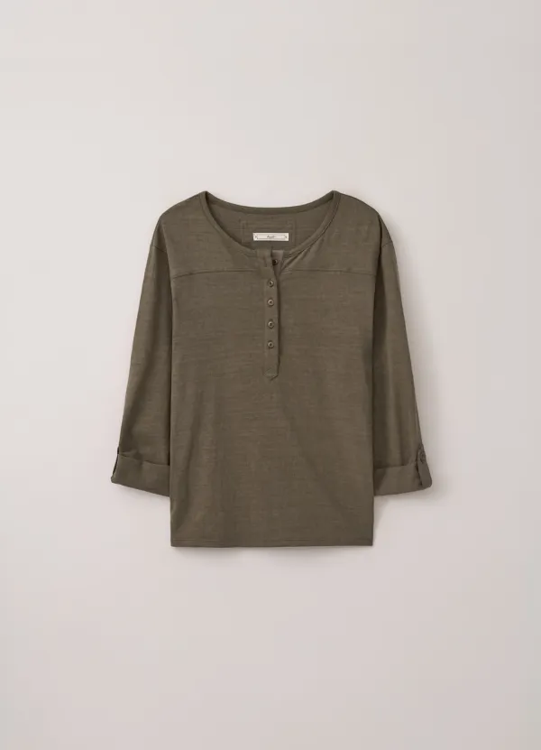 Roll up Henley Neck tee (Khaki)