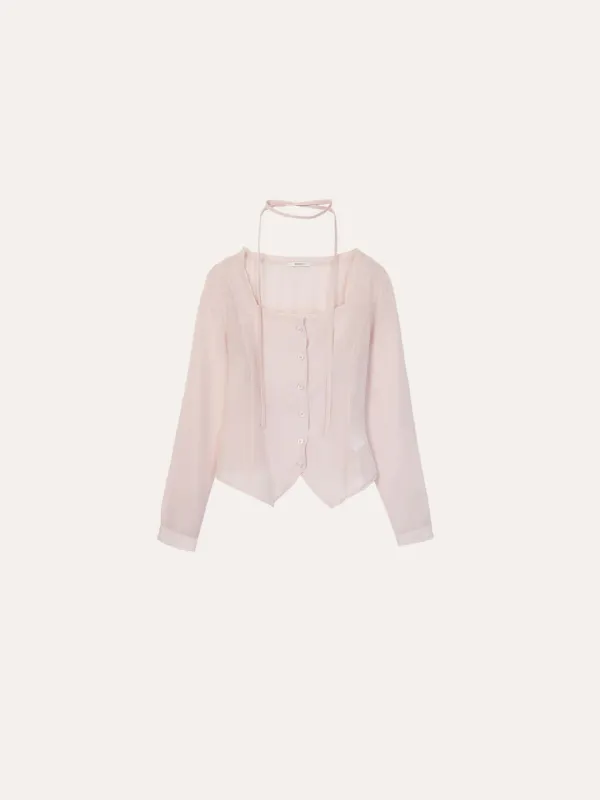 루시아 오간자 블라우스[PINK]*오늘 출발