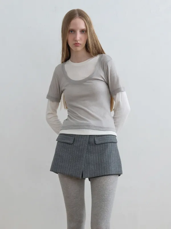 Layered Jersey Top Grey