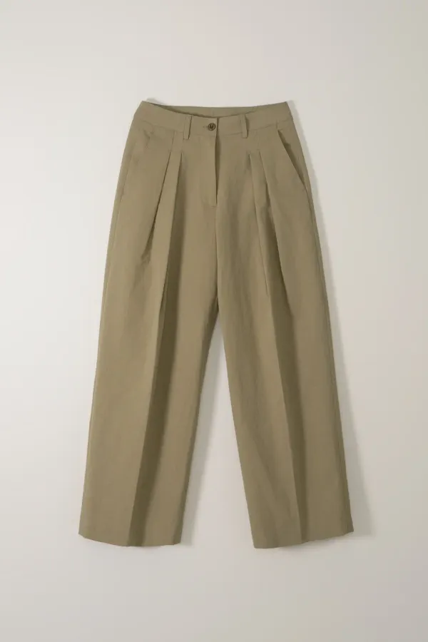 DOUBLE PINTUCK COTTON PANTS_CAMEL