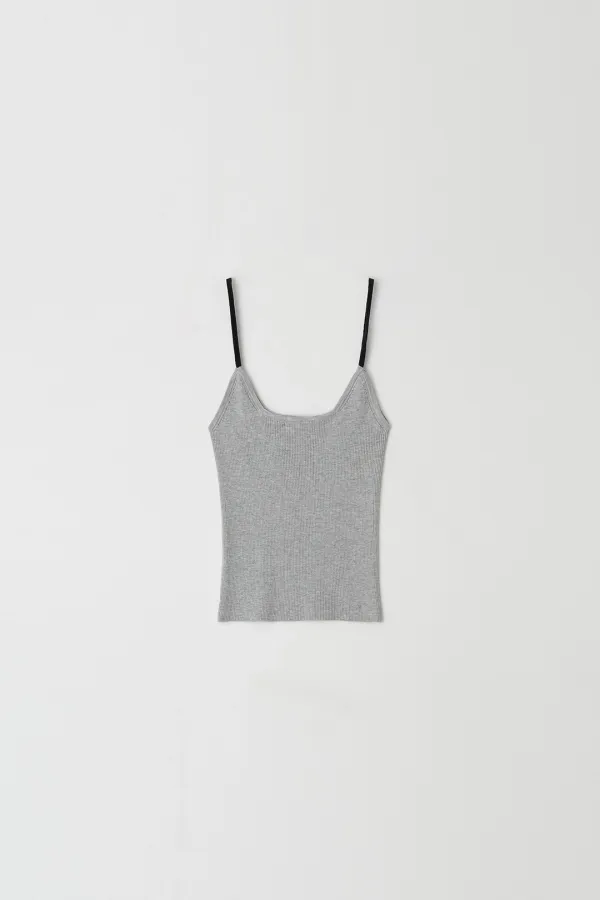 Contrast String Knit Top (gray)
