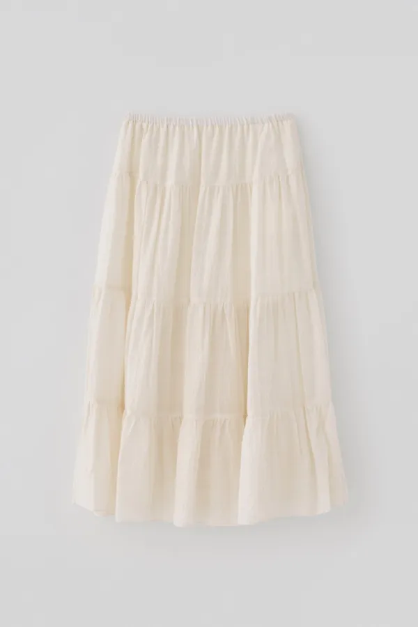 T/T Tartan check long skirt (cream)