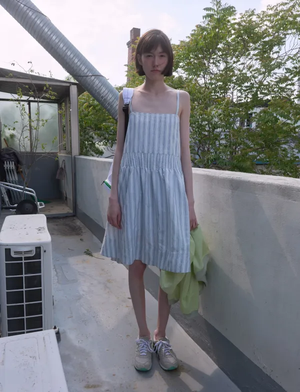 381. Salty Stripe Dress _ White