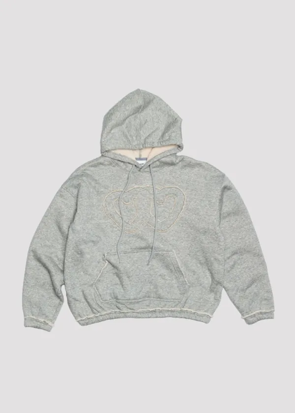 APPLIQUE SOFT LINING HOODIE HEART HEART MELANGE GREY