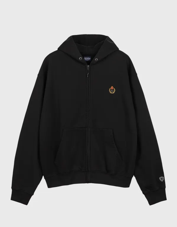 CREST WASHED 331 ZIP-UP HOODIE / Black