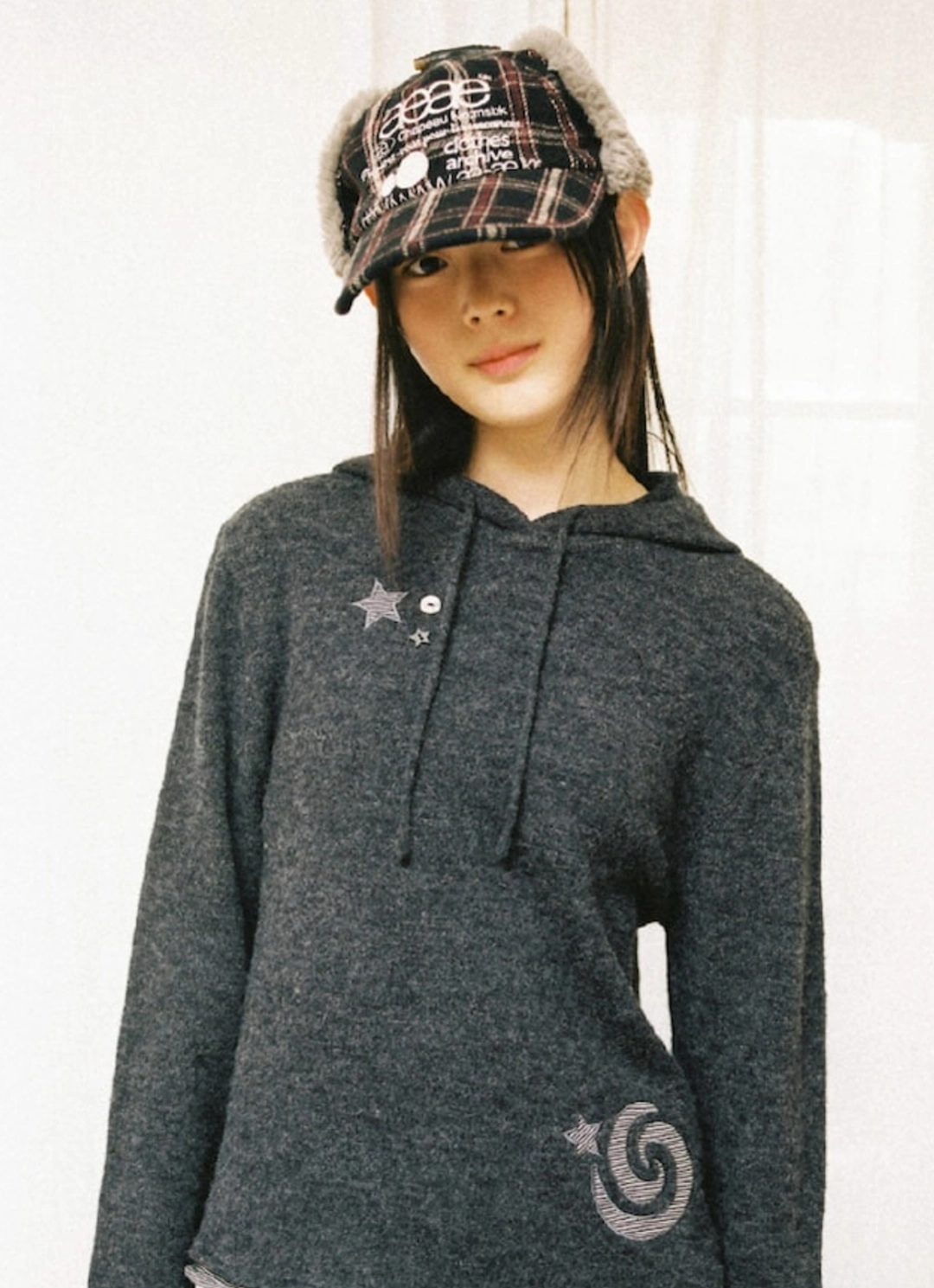 에이이에이이 WEB LOGO TROOPER CAP [CHECK BLACK] 상품 이미지 2