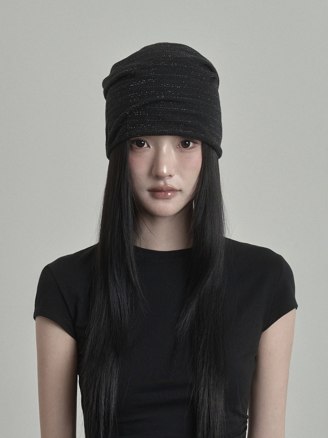 이네기 [5th Reorder] Metal Sheer Beanie (black) 상품 이미지 2