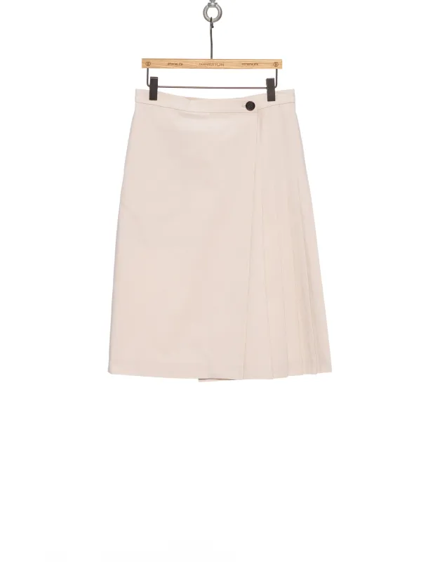 SS26 LIGHT BEIGE ASYMMETRIC PLEATED WRAP SKIRT