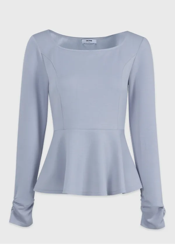  [44-120]  Tahir Peplum Tee  타히르 페플럼 티 (봄-가을-클래식룩-페미닌룩-스퀘어넥-다이마루-허리절개-페플럼-빅사이즈-자체제작) 