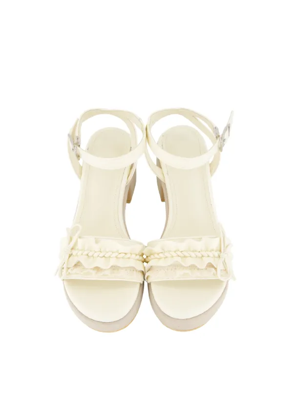 DOLLY RIBBON WEDGE HEELS [IVORY]