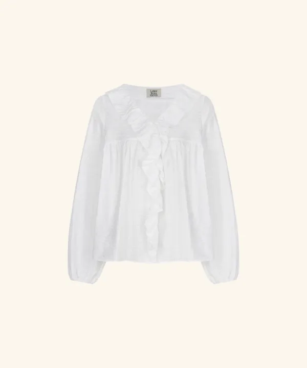 Amelie Ruffle Lace Blouse (White)