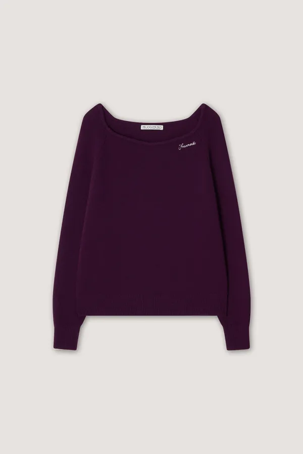 [14th] Mont Off-shoulder Knit - Grape