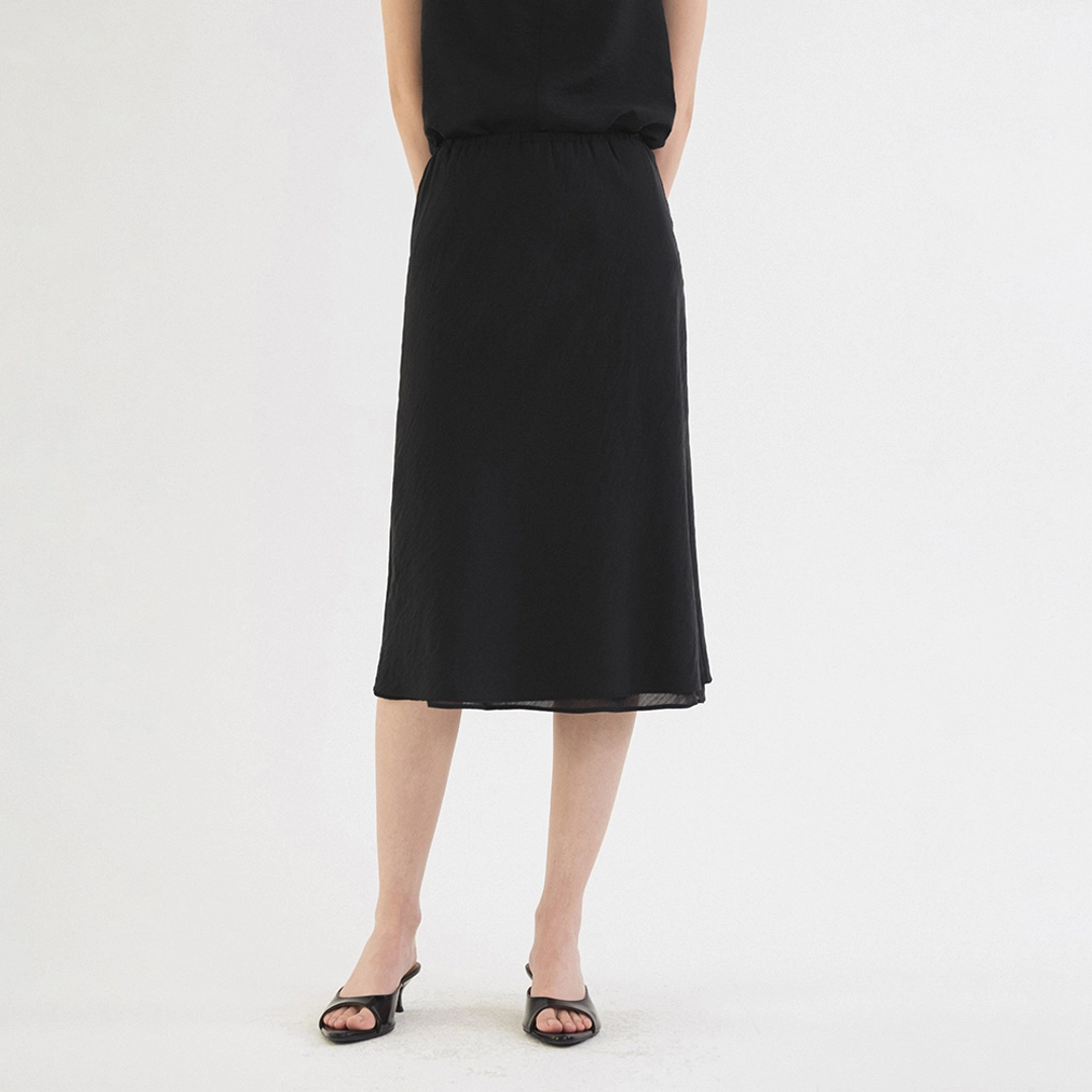시야쥬 SIST9050 실키 브리즈 밴딩 스커트_Black 상품 이미지 2