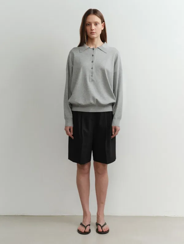 Denny Collar Knit Top (Grey)