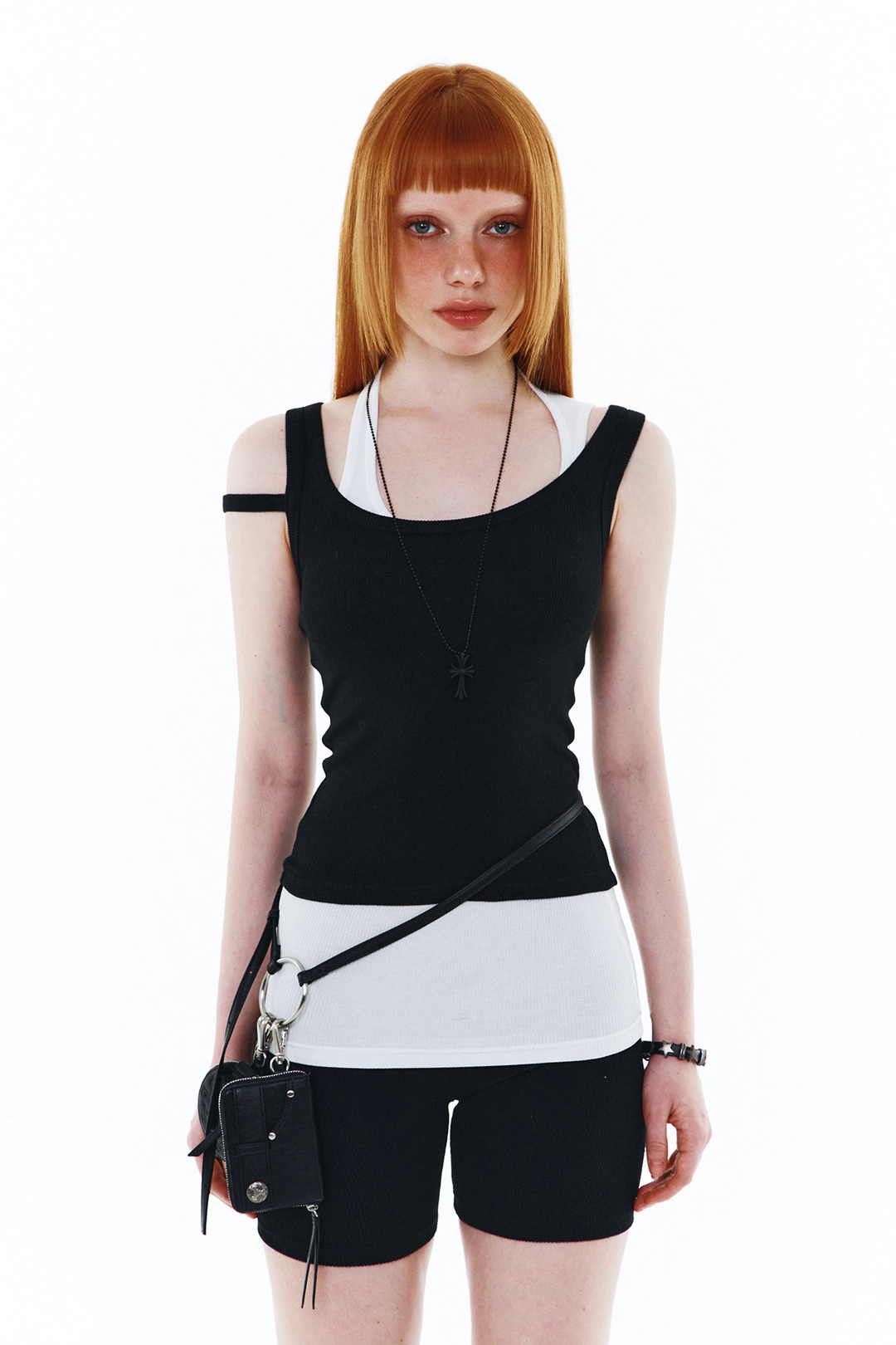 와이이이엘 DOUBLE-LAYERED TANK TOP BLACK 상품 이미지 2