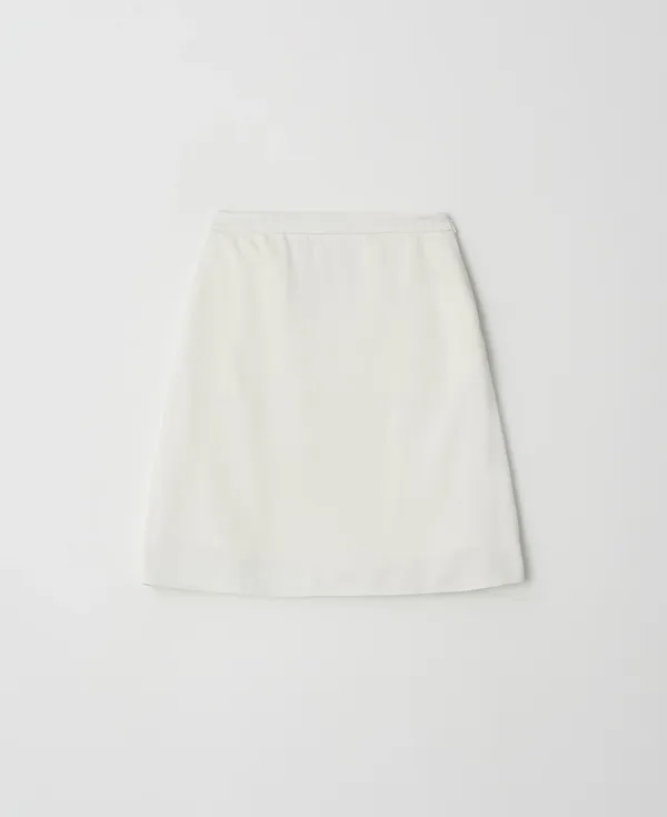 Viscose Satin A-Line Midi Skirt_IVORY