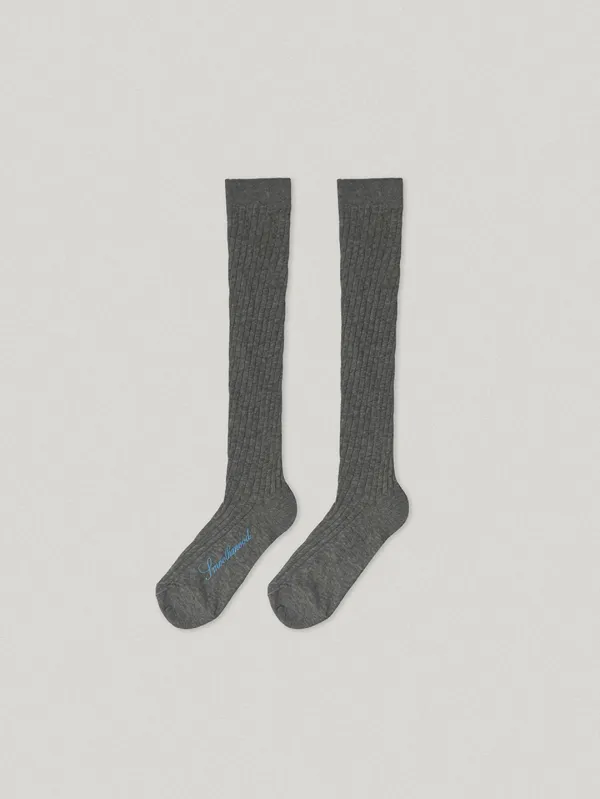 Etta Sheer Knee Socks Dark Gray