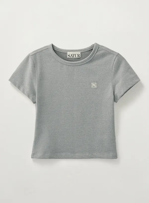 (W) Essential Basic Logo T-Shirt - Melange Gray