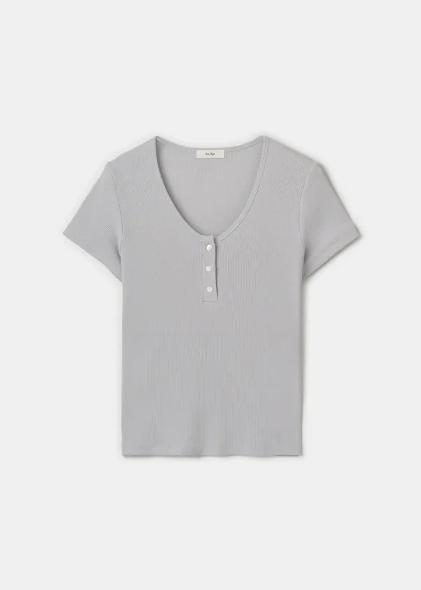 Half Button T-shirt(Grey)