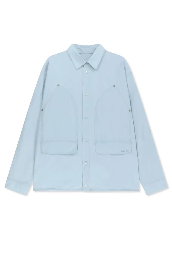 WASHED COTTON DRAWSTRING SHIRT IN SKY
